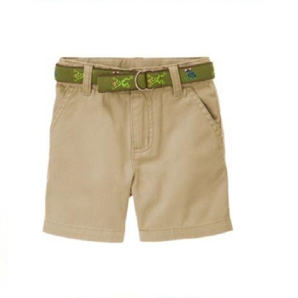 NWT Gymboree Jungle Explorer Khaki Shorts with Green Frog Embroidered Belt